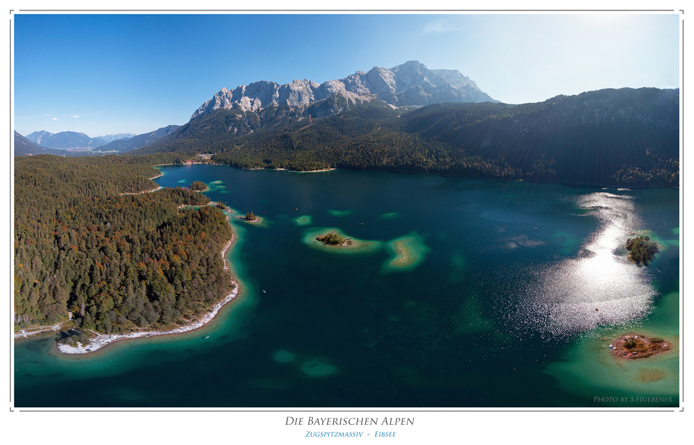 Zugspitzmassiv  mit Eibsee (210°) Panorama