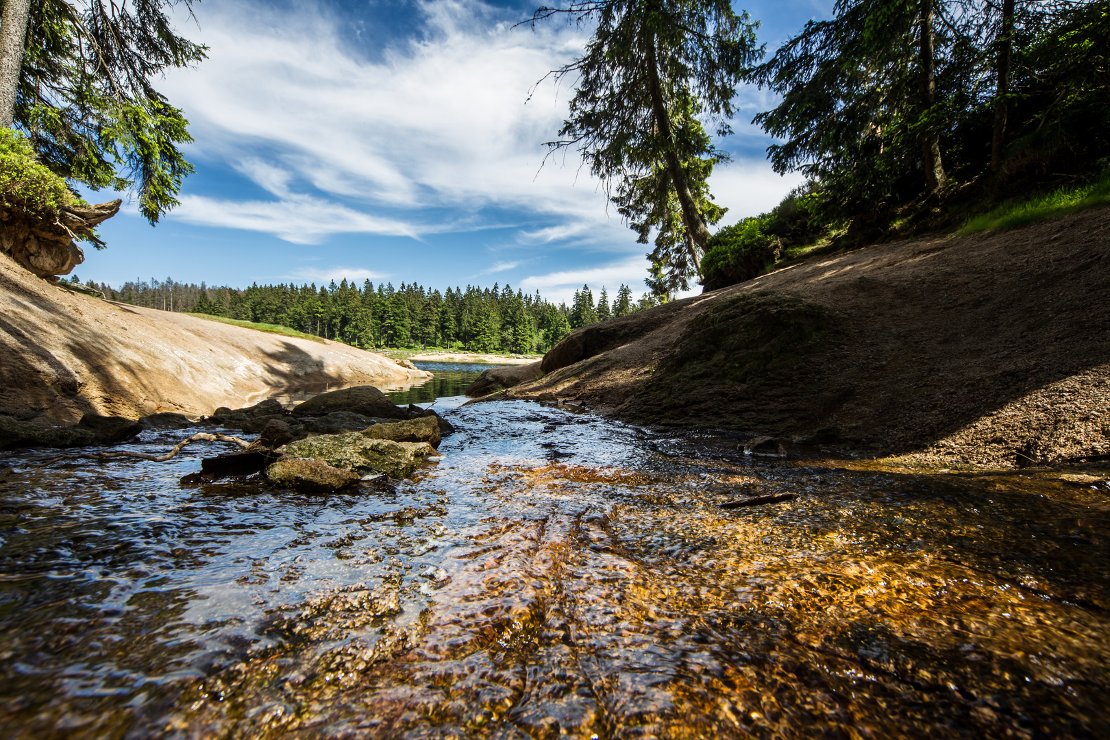 Zulauf zum Oderteich im Oberharz