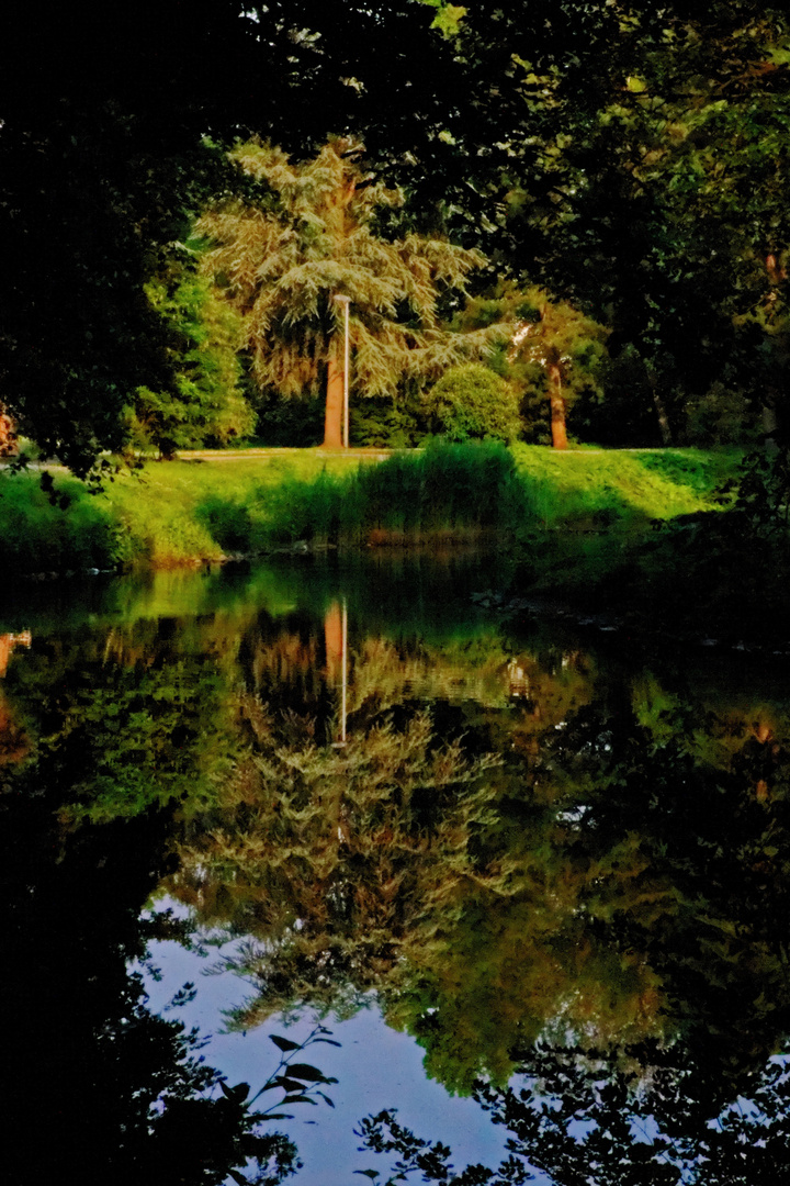 Zum Sonnenuntergang im Schlosspark Herne