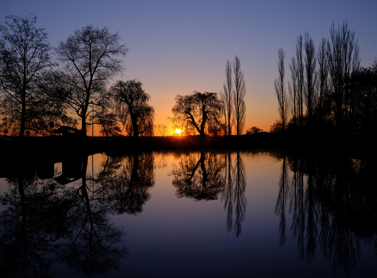 Zum Spiegeltag - Morgensonne am Dorfteich