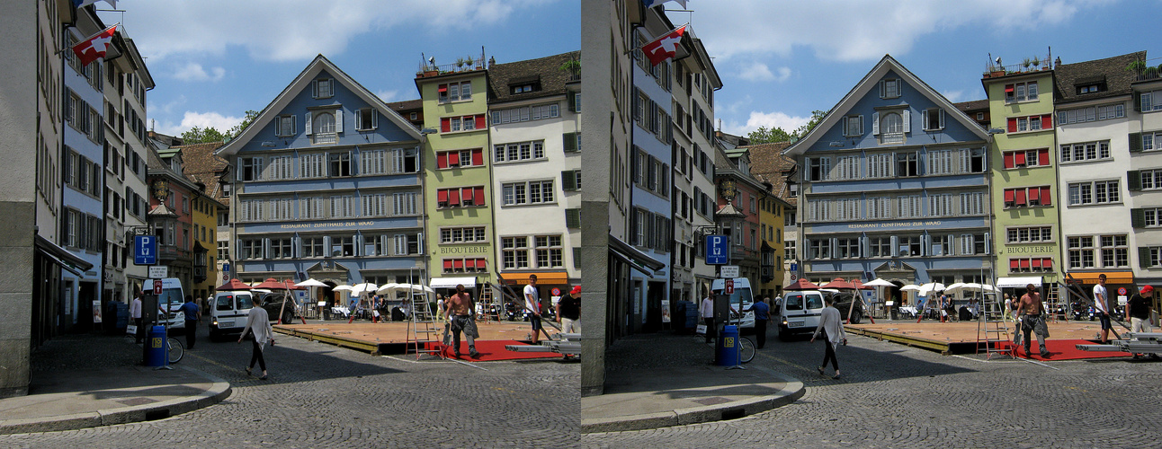 Zunfthaus zur Waag - Stadt Zürich - 3D Kreuzblick