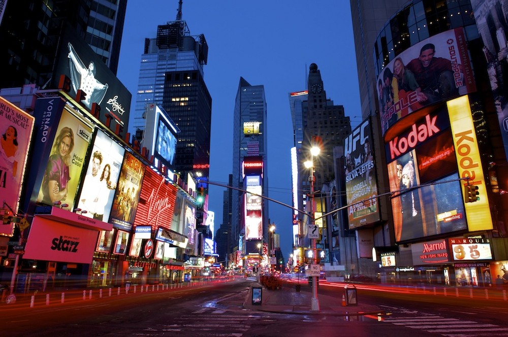 Zur blauen Stunde am Times Square