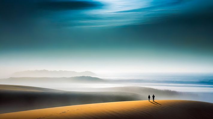 Zwei Betrachter vor Kuestenlandschaft-01a