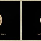 Zwei Fotos vom Mond mit 5 Stunden Unterschied.