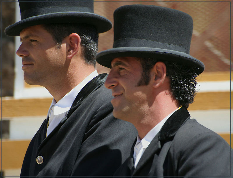 Zwei Kutscher auf der Feria del Caballo in Jerez 2005......