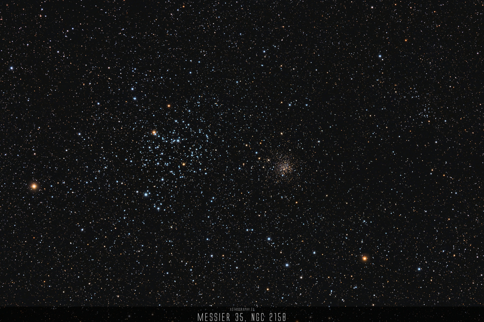 Zwei offene Sternhaufen, M35 und NGC 2158