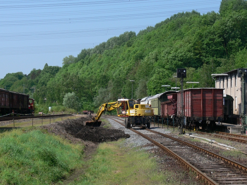 Zweiwegebagger beim Landschaftsbau